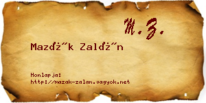 Mazák Zalán névjegykártya